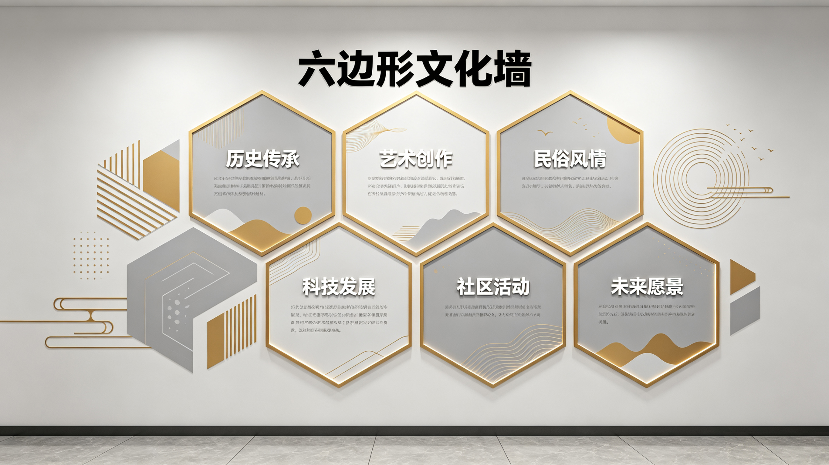 镇巴企业文化墙 | 六边形信息美学